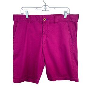 Robert Graham Cranberry Pink Men's 36 Pima Cotton Chino Shorts Casual Flat Front